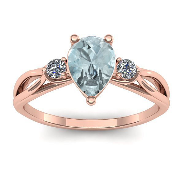 Inel de logodna cu aquamarin lacrima