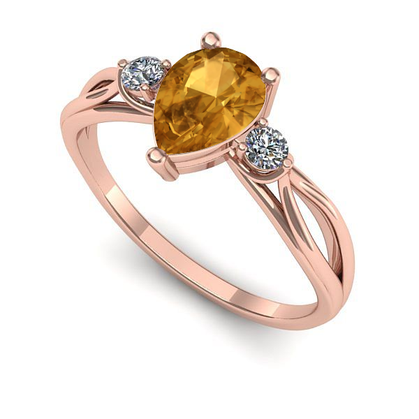 Inel din aur roz cu citrin