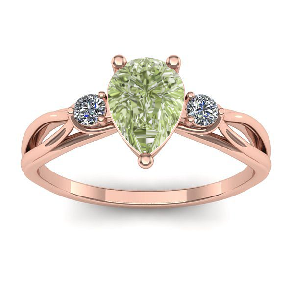 Inel cu diamant de laborator verde lacrima