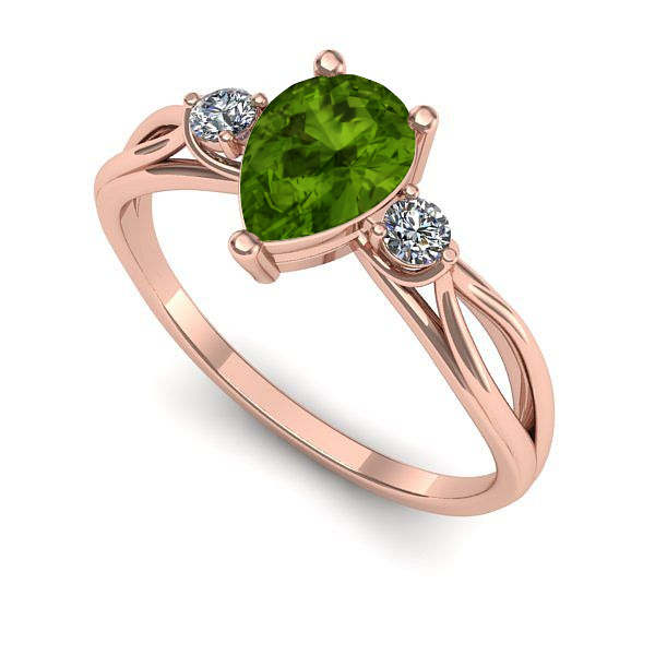 Inel de logodna din aur roz cu peridot