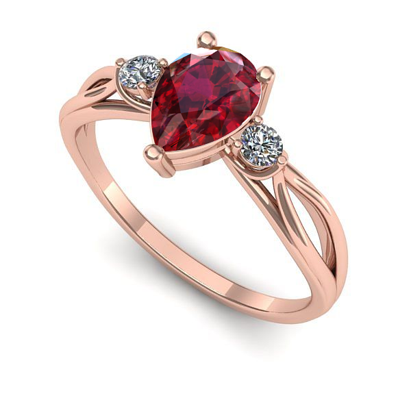 Inel logodna din aur roz cu rubin