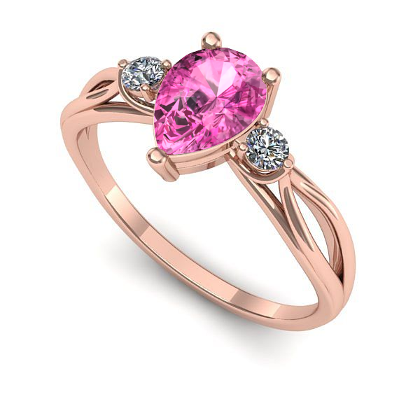 Inel din aur roz cu safir roz