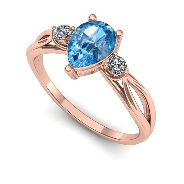 Inel de logodna din aur roz cu topaz blue
