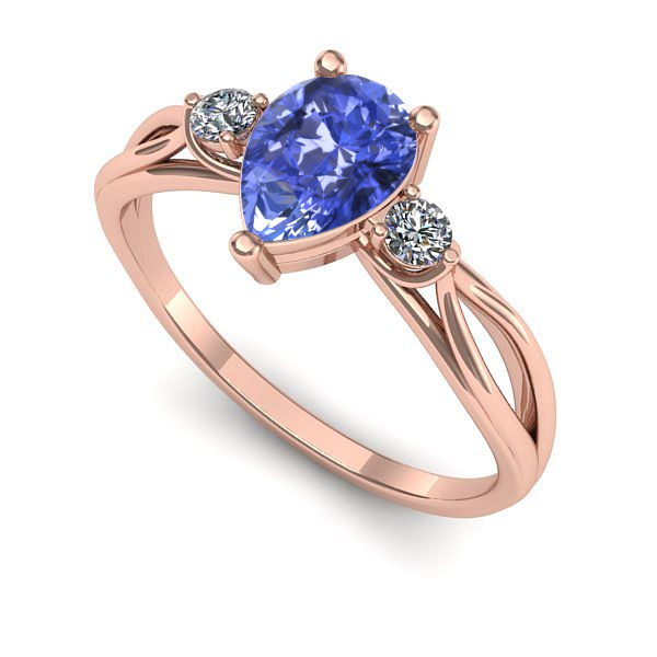 Inel de logodna din aur roz cu tanzanit