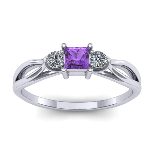 Inel logodna cu ametist patrat