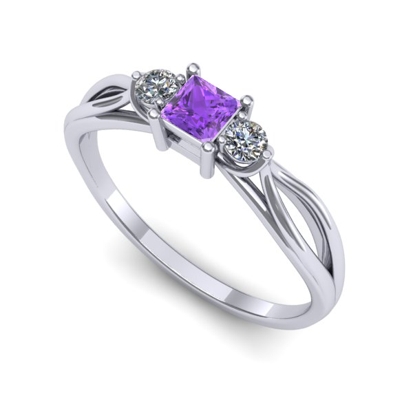 Inel de logodna din aur alb cu ametist