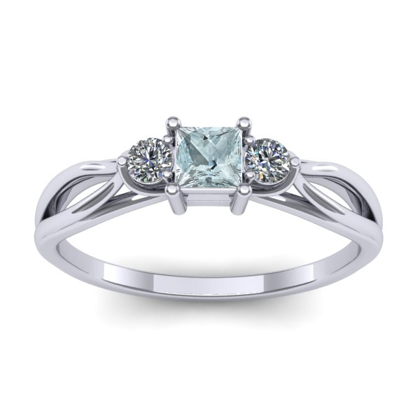 Inel cu aquamarin patrat