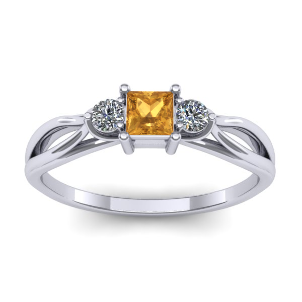 Inel de logodna cu citrin patrat