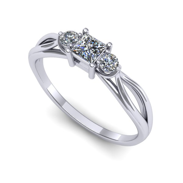 Inel de logodna din aur alb cu diamant