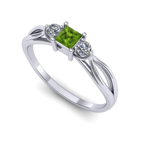 Inel de logodna din aur alb cu peridot