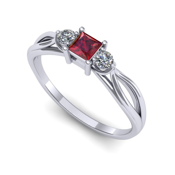 Inel logodna din aur alb cu rubin