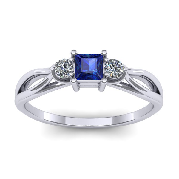 Inel logodna cu safir patrat