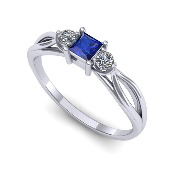 Inel din aur alb cu safir