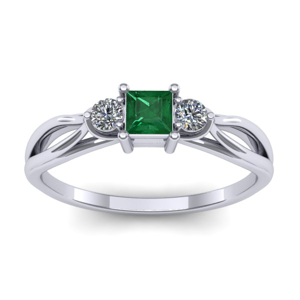 Inel cu smarald patrat