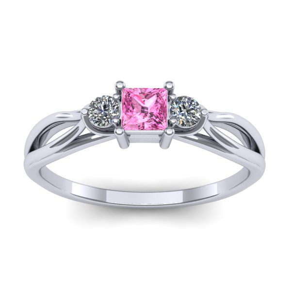 Inel de logodna cu safir roz patrat