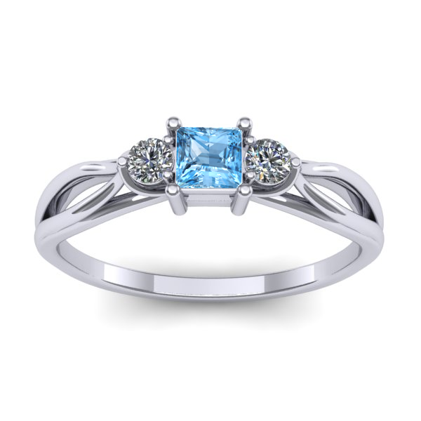 Inel logodna cu topaz blue patrat