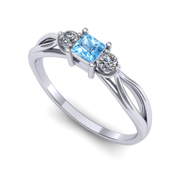 Inel din aur alb cu topaz blue