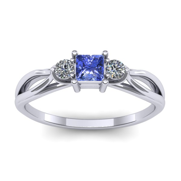 Inel logodna cu tanzanit patrat