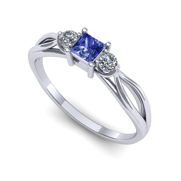 Inel din aur alb cu tanzanit