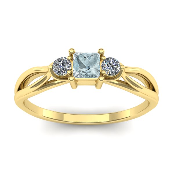 Inel logodna cu aquamarin patrat