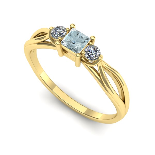 Inel din aur galben cu aquamarin