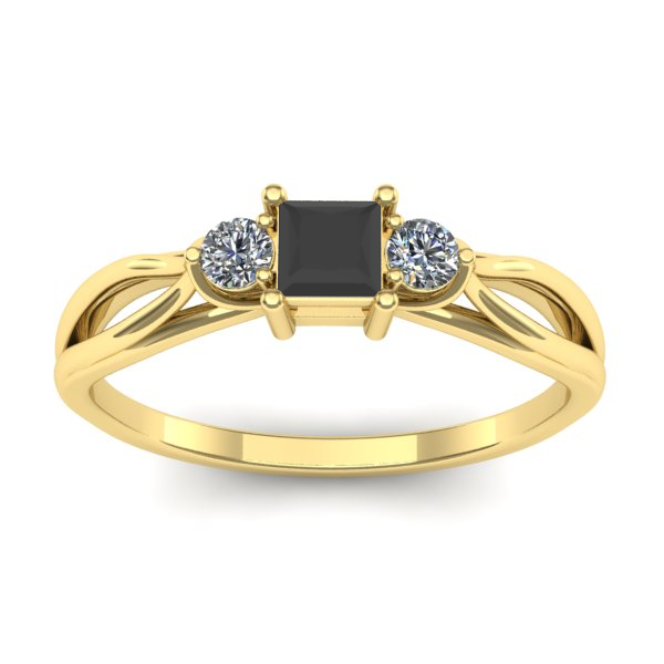 Inel logodna cu diamant negru patrat