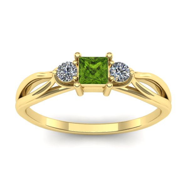 Inel de logodna cu peridot patrat