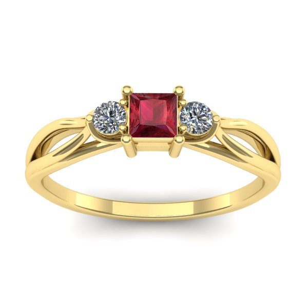 Inel de logodna cu rubin patrat