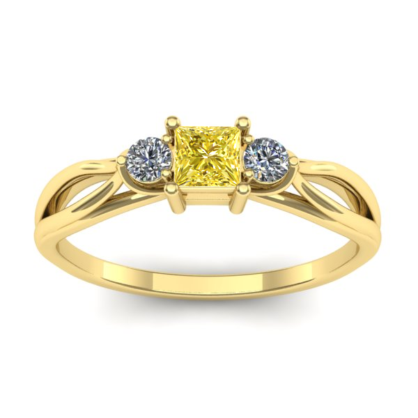 Inel cu safir galben patrat