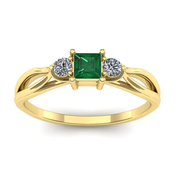 Inel de logodna cu smarald patrat