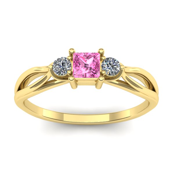 Inel de logodna cu safir roz patrat