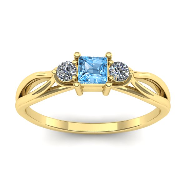 Inel de logodna cu topaz blue patrat