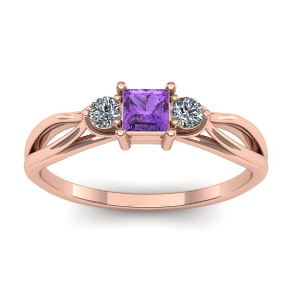 Inel logodna cu ametist patrat