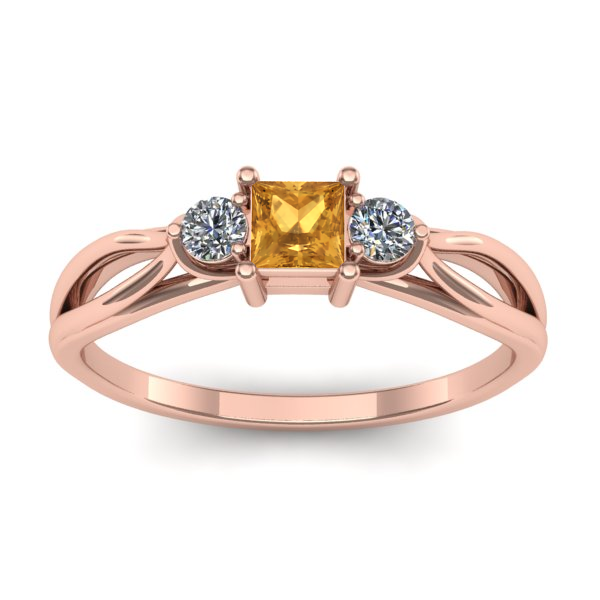 Inel cu citrin patrat