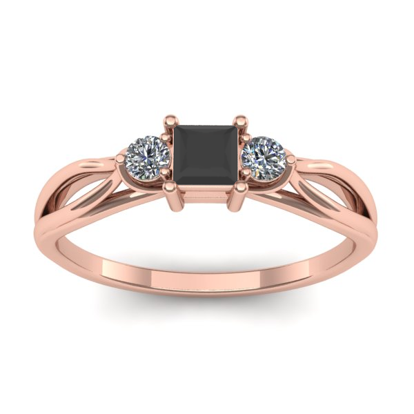 Inel cu diamant negru patrat