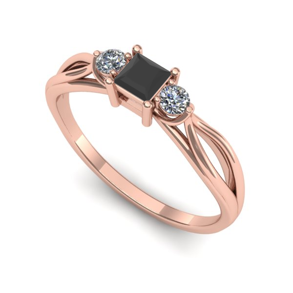 Inel de logodna din aur roz cu diamant negru