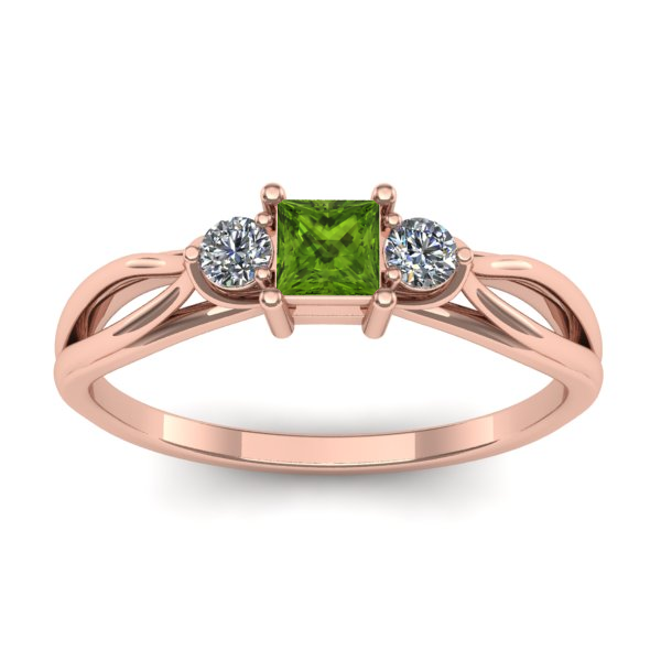 Inel logodna cu peridot patrat