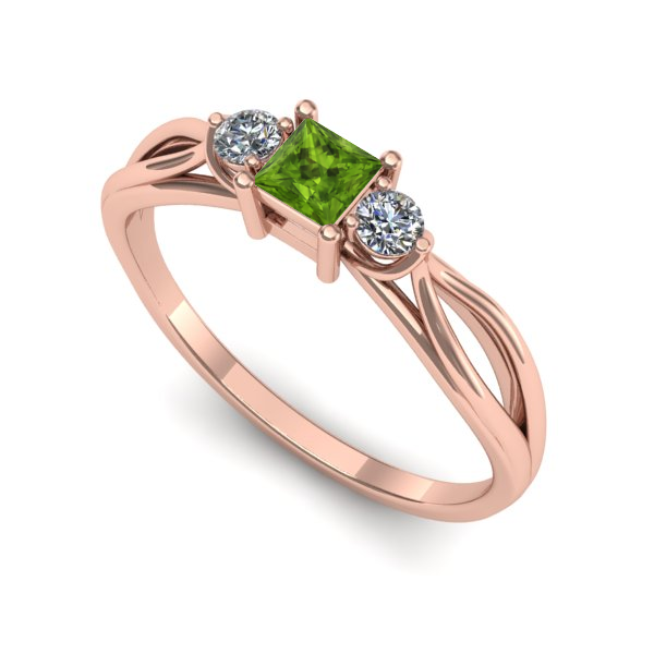 Inel de logodna din aur roz cu peridot