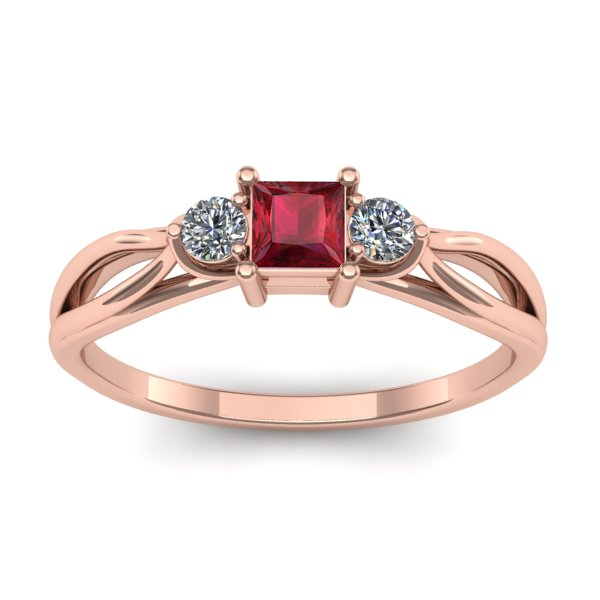 Inel de logodna cu rubin patrat