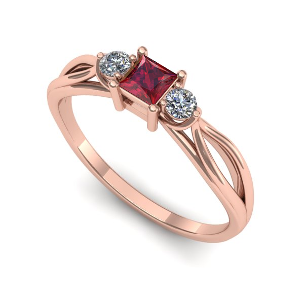 Inel de logodna din aur roz cu rubin