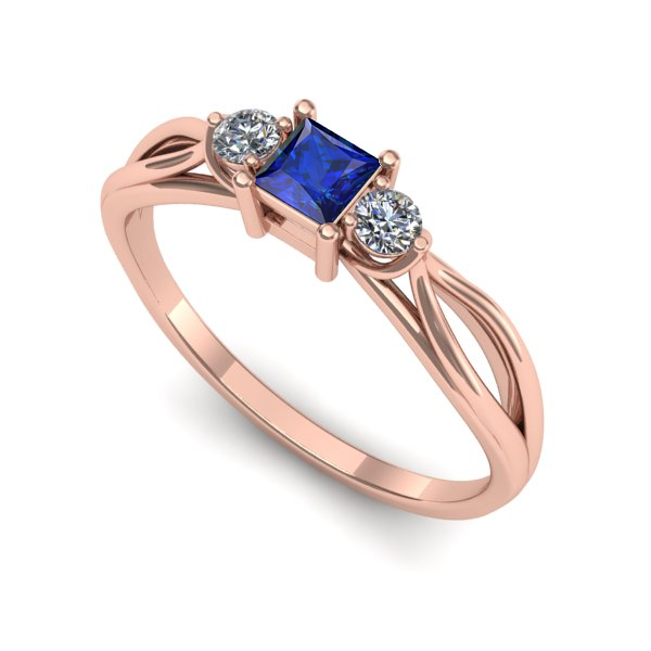 Inel din aur roz cu safir