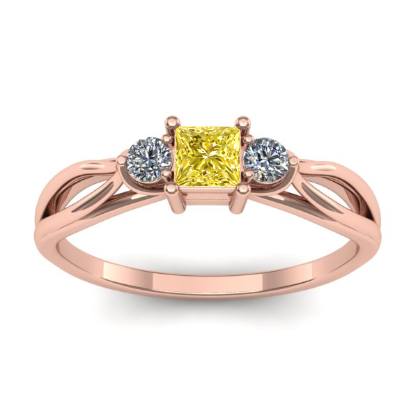 Inel de logodna cu safir galben patrat