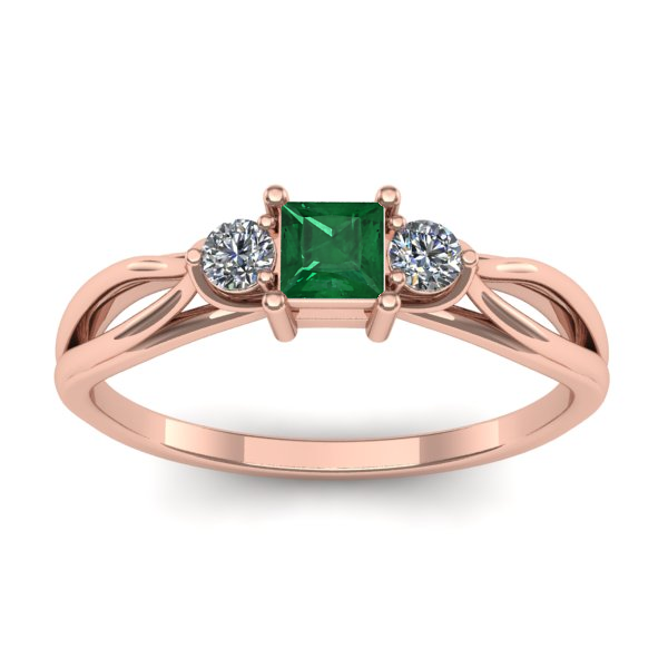 Inel logodna cu smarald patrat