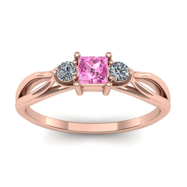 Inel logodna cu safir roz patrat