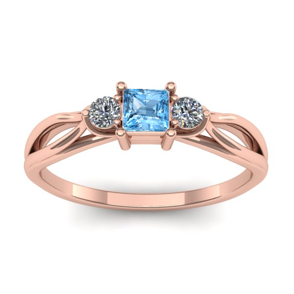 Inel de logodna cu topaz blue patrat
