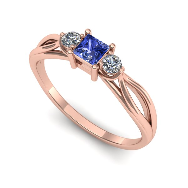 Inel din aur roz cu tanzanit