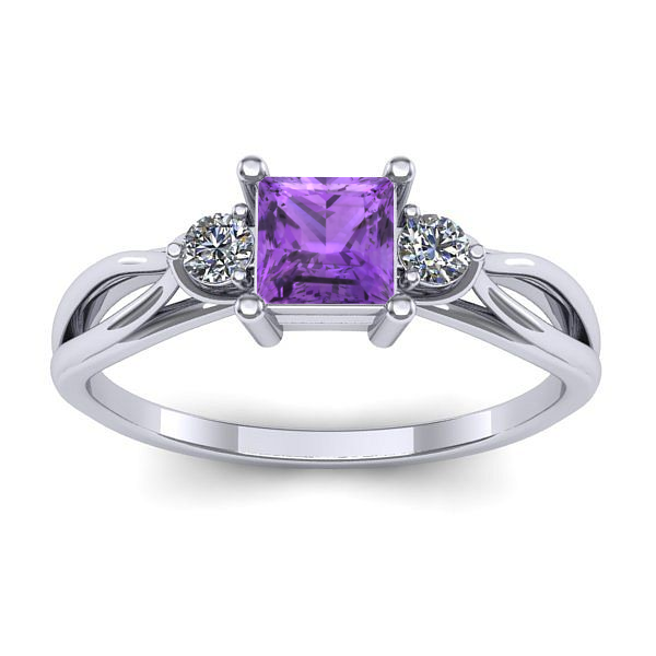 Inel cu ametist patrat