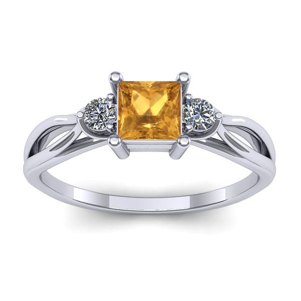 Inel cu citrin patrat