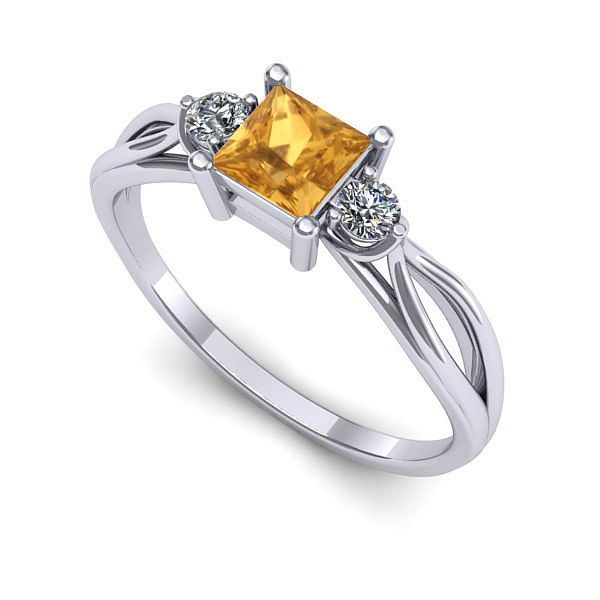 Inel din aur alb cu citrin