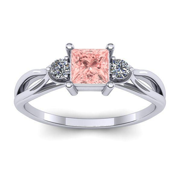 Inel de logodna cu diamant de laborator roz patrat